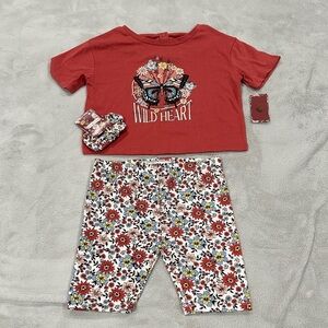 Girls size 7 cute summer outfit set with hair scrunchie